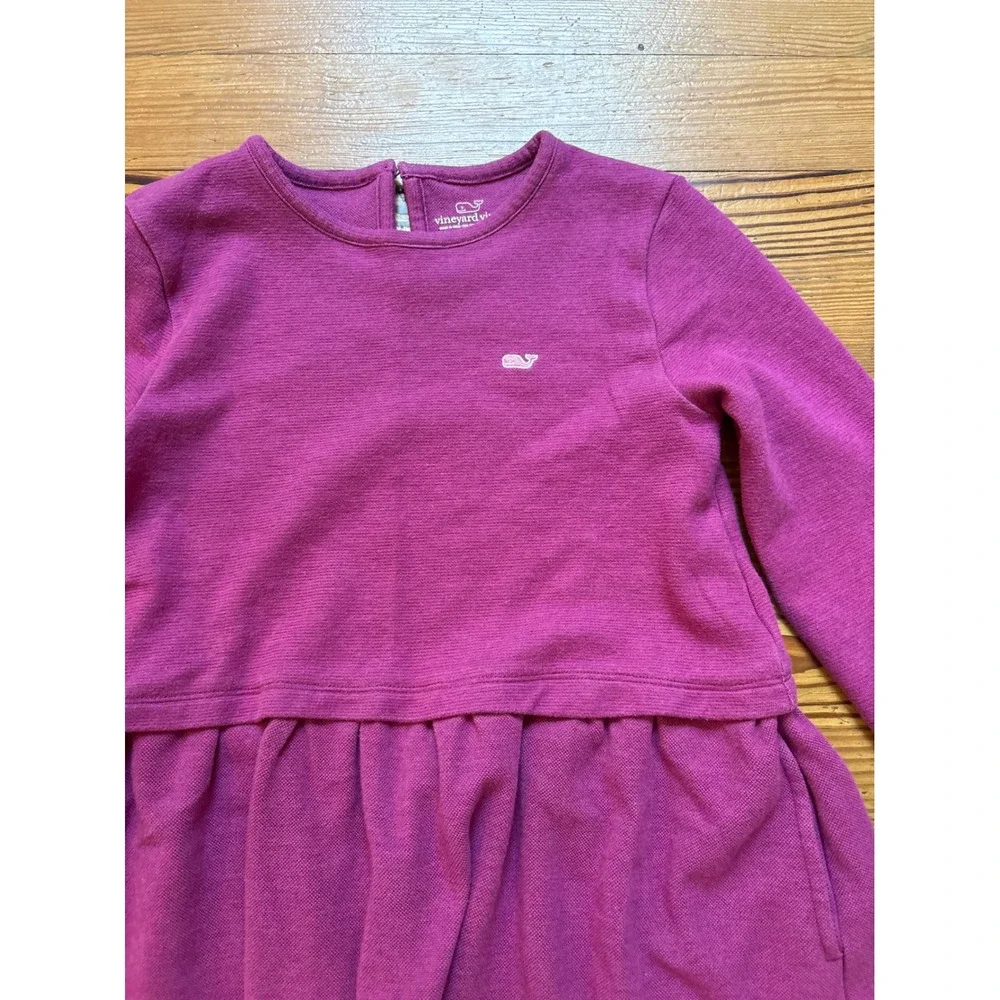 Vineyard Vines Dress‎ Girls Purple Long Sleeve Pique Knit Whale SIZE M (12-14)